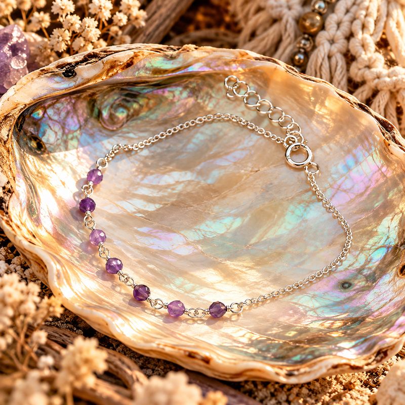 Sterling Amethyst Gemstone Bracelet