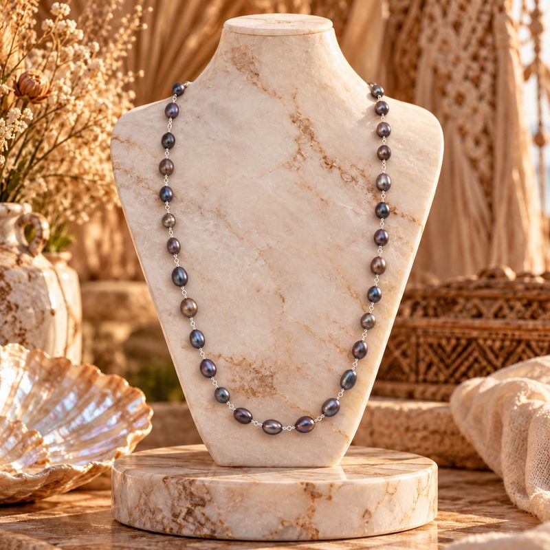 Midnight Tide Drift Pearl Necklace