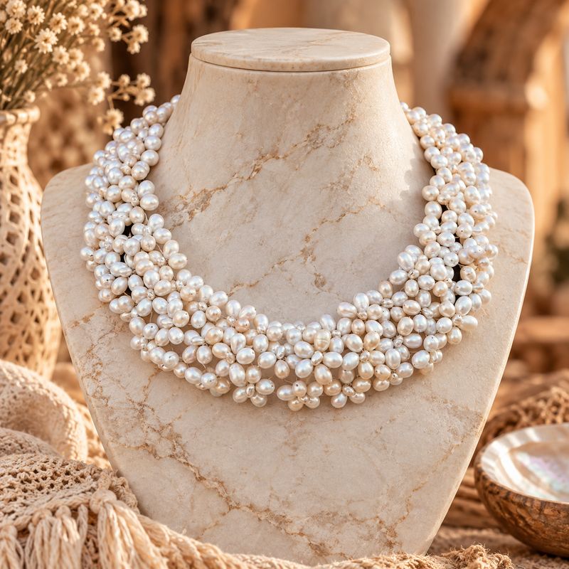 Coral Bloom Pearl Necklace
