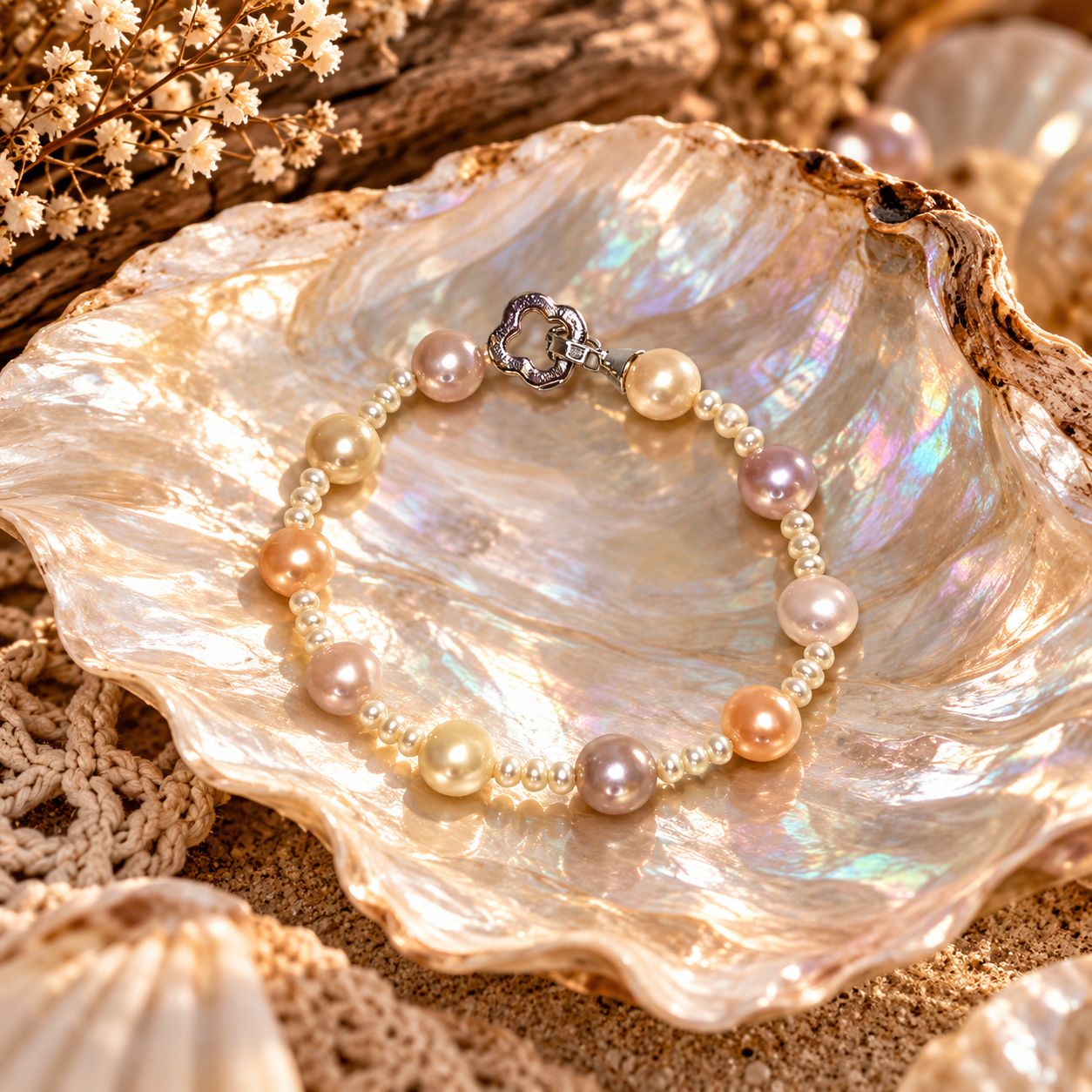 Pearl Bracelet - Coral Dawn
