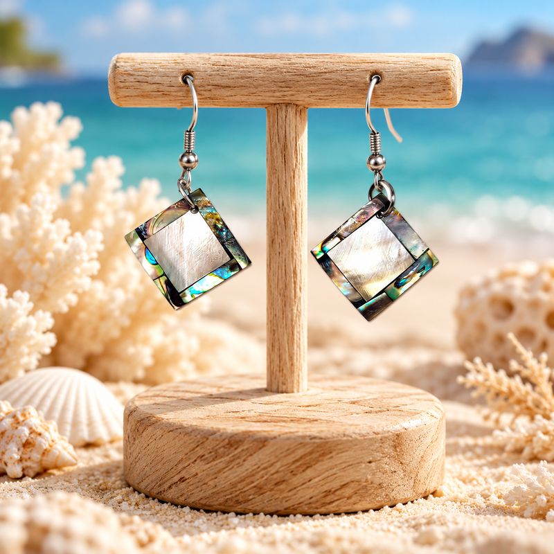 Ocean Tile Shell Earrings