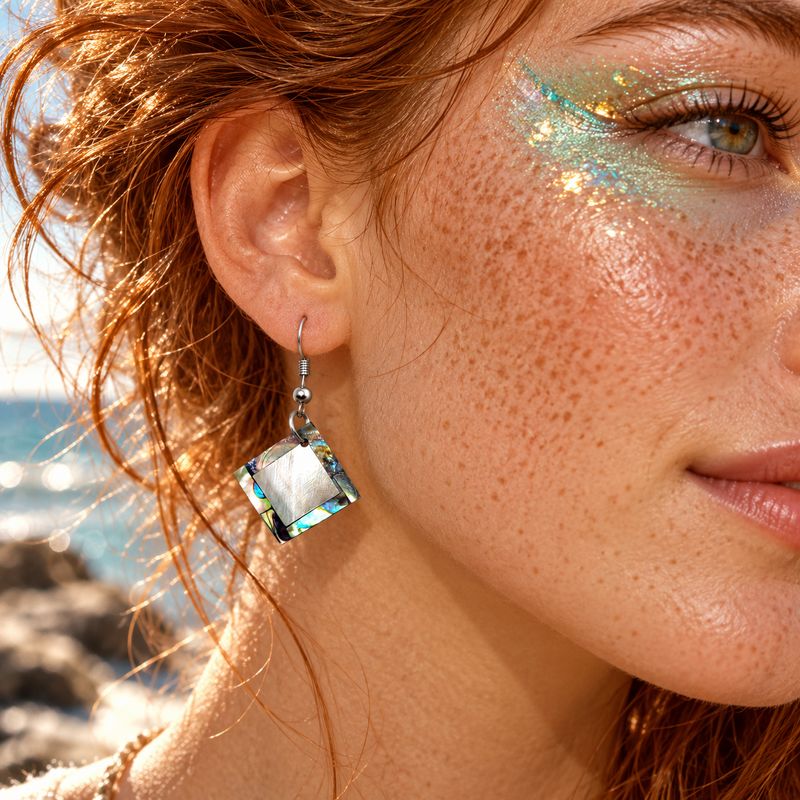 Ocean Tile Shell Earrings