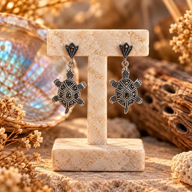 Marcasite Earrings - Turtles