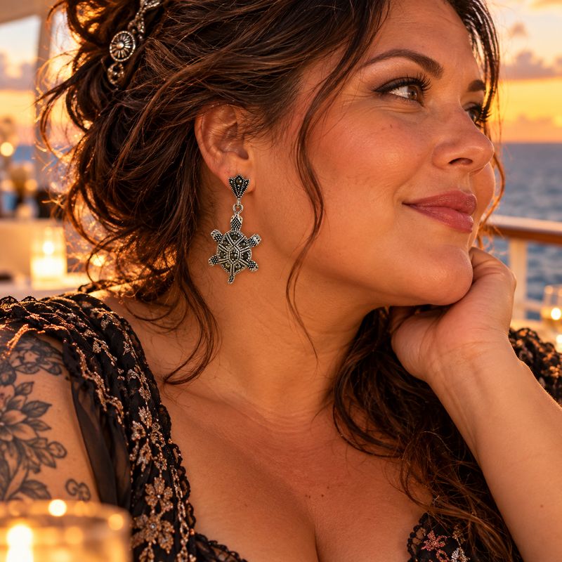 Marcasite Earrings - Turtles