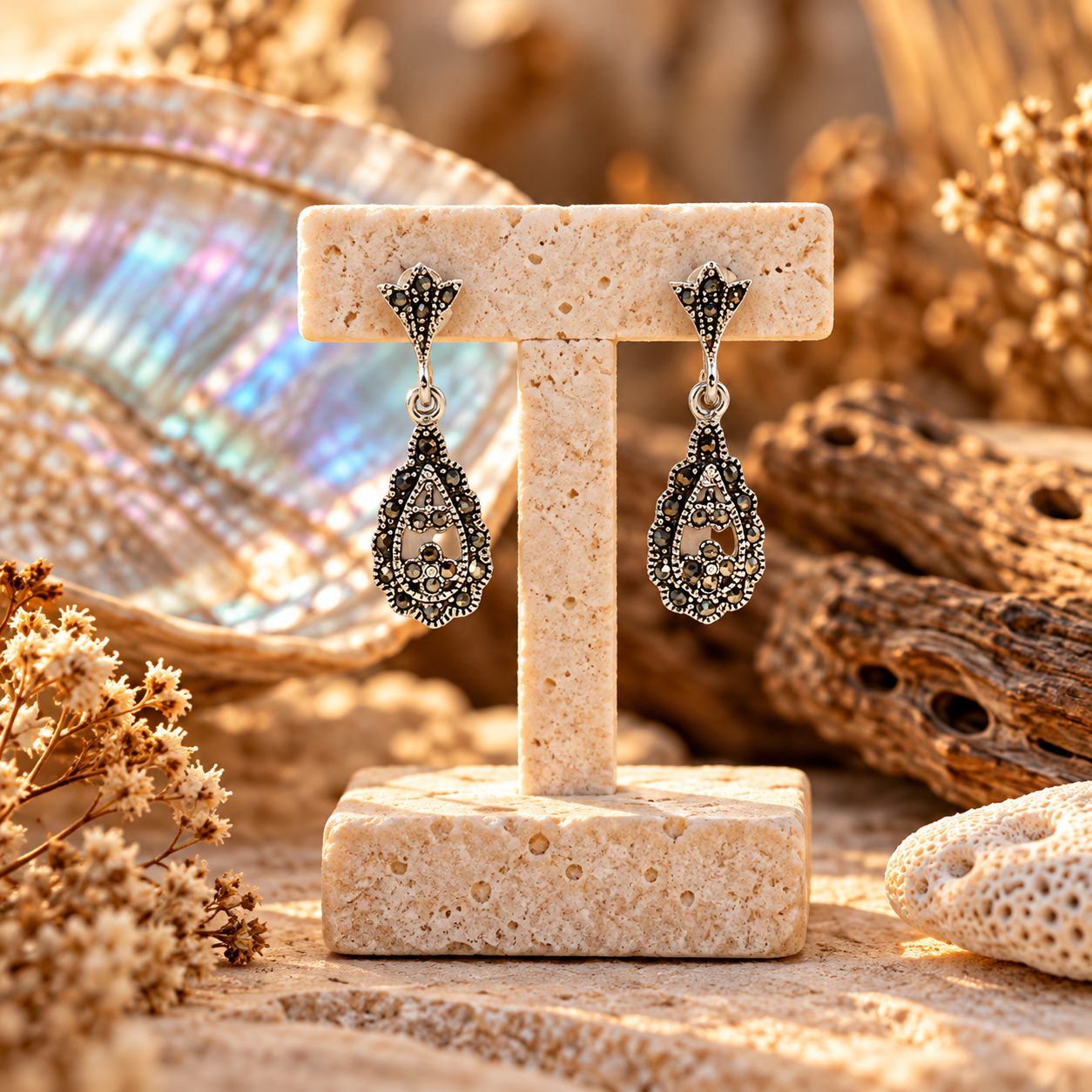 Marcasite Earrings - Fleur