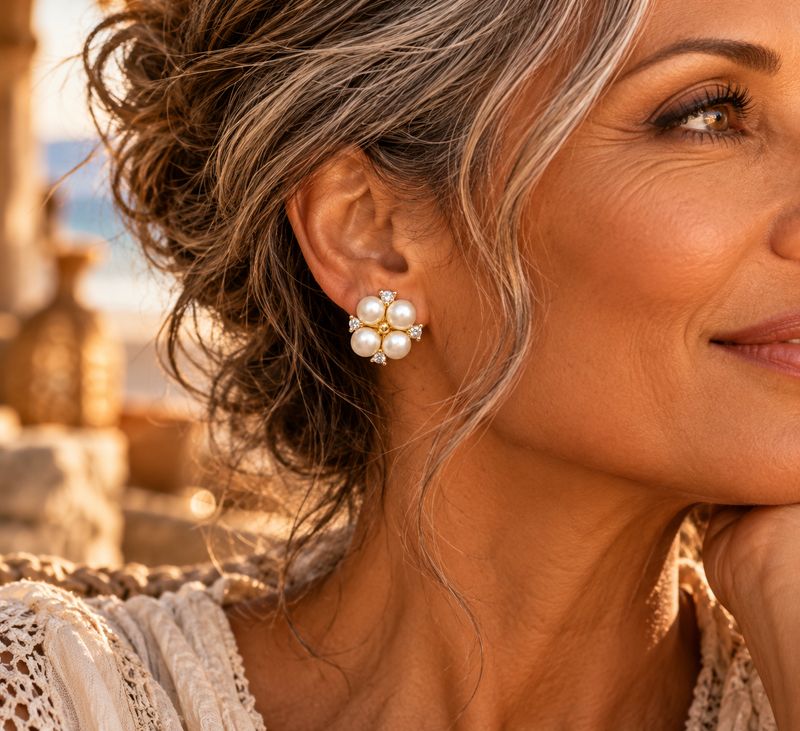 Pearl Earrings - Floral