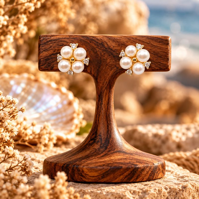 Pearl Earrings - Floral