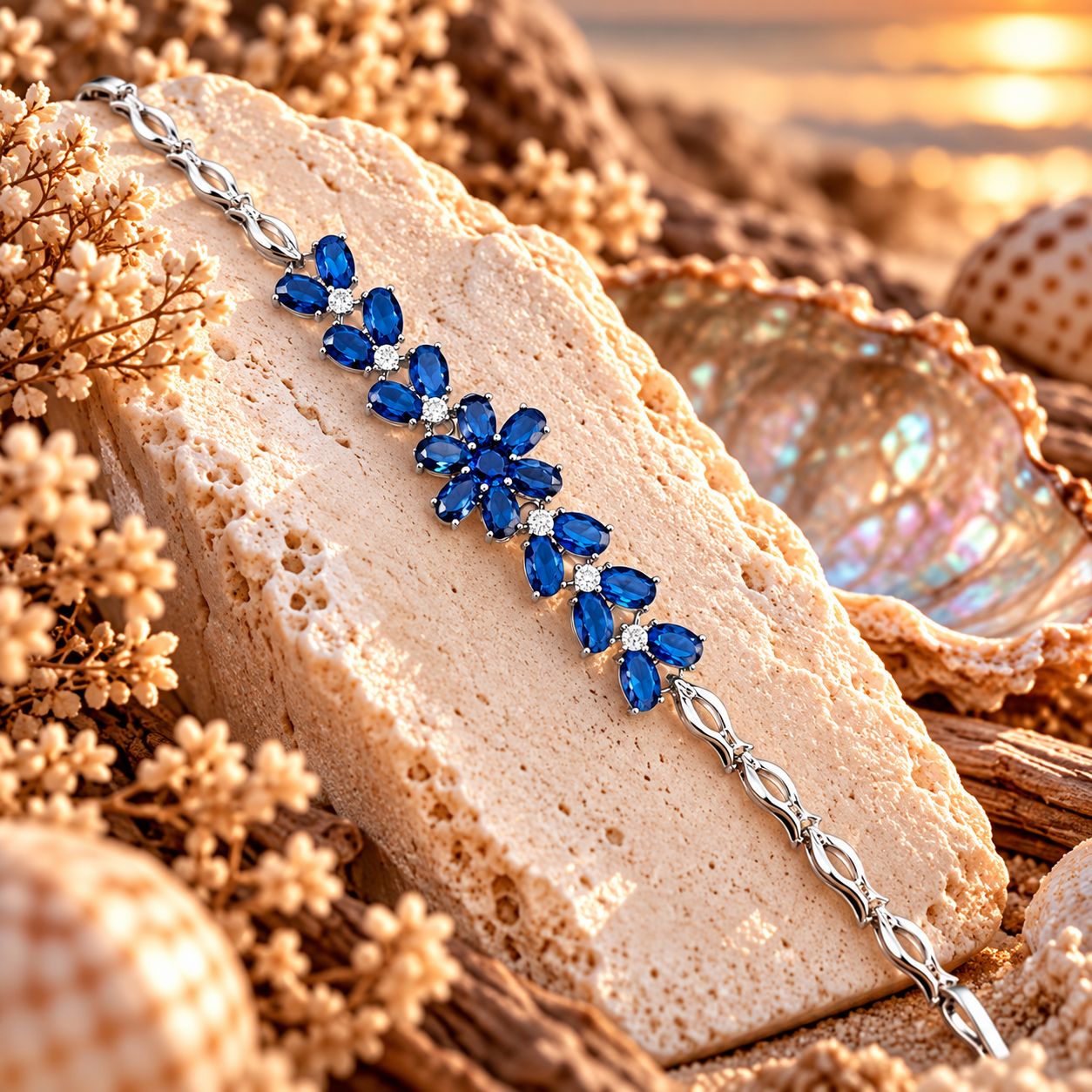 Elemental Bracelet - Sapphire Flower Elemental Bracelet - Sapphire Flower