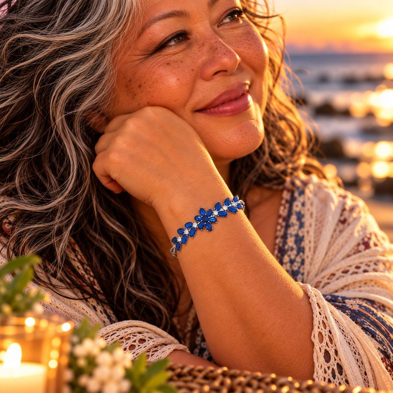 Elemental Bracelet - Sapphire Flower