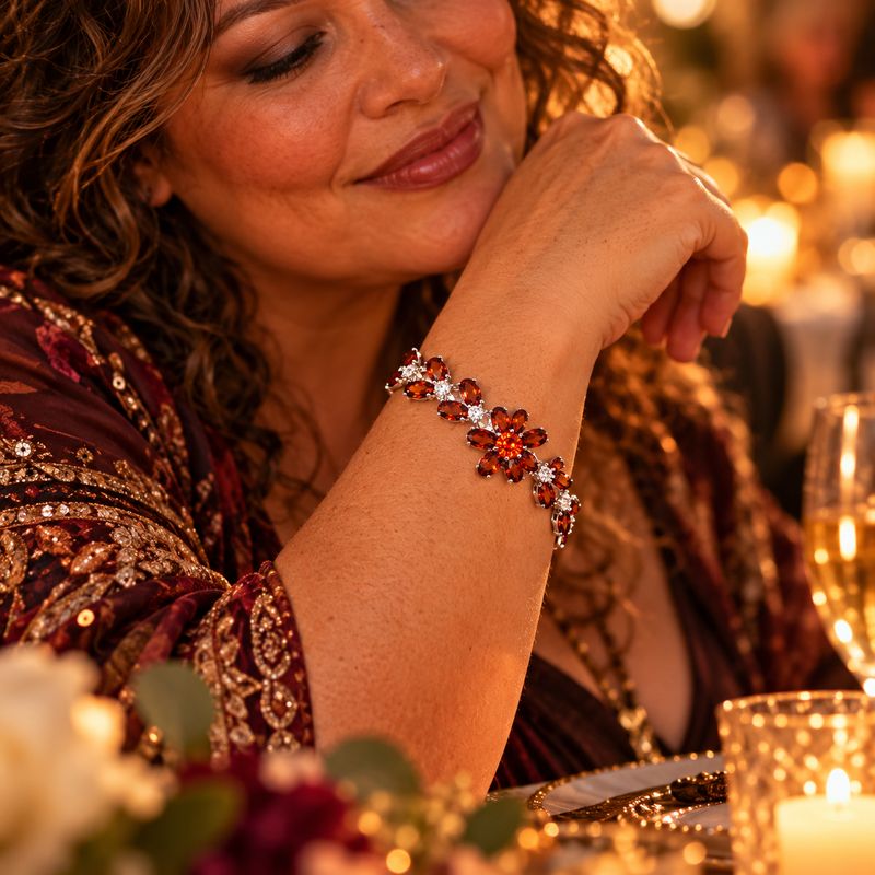 Elemental Bracelet - Garnet Flower