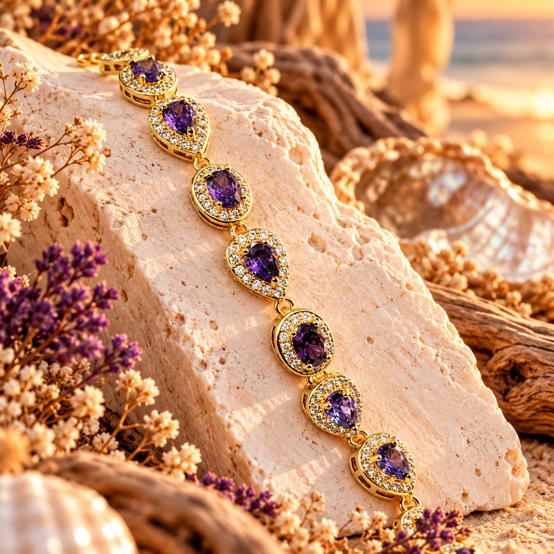 Elemental Bracelet - Amethyst Drops