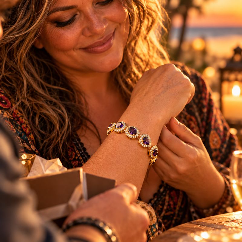 Elemental Bracelet - Amethyst Drops