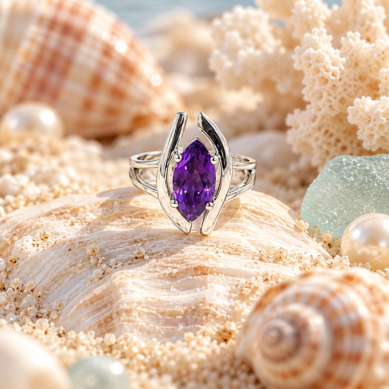Amethyst Marquise Ring - size 7 Amethyst Marquise Ring - size 7