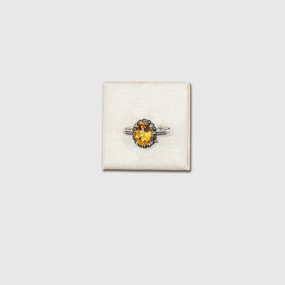 Citrine and Marcasite Ring - size 8.5