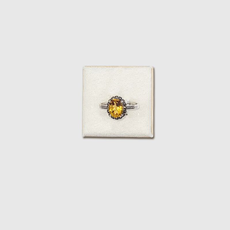 Citrine and Marcasite Ring - size 8.5