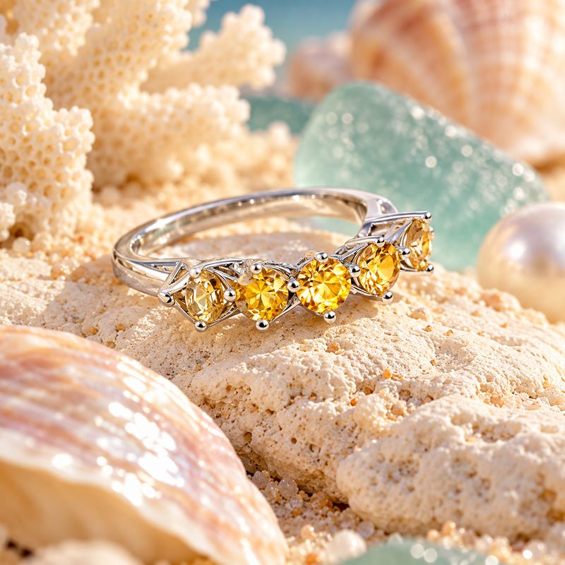 Citrine and Marcasite Band Ring - size 9