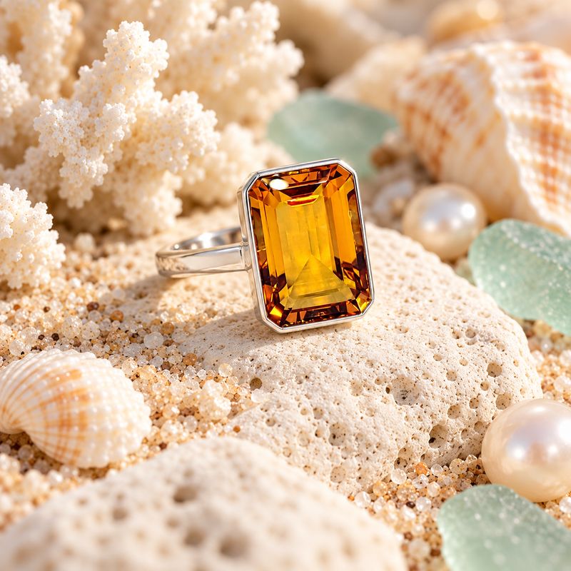 Citrine Cabochon Ring - size 7/8
