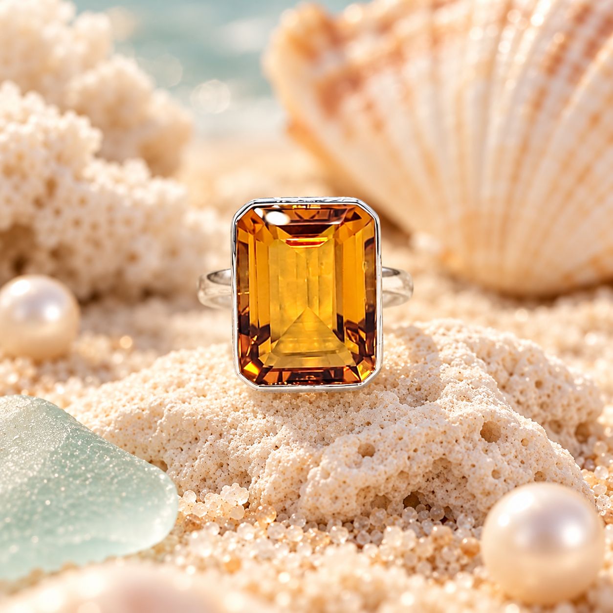 Citrine Cabochon Ring - size 7/8