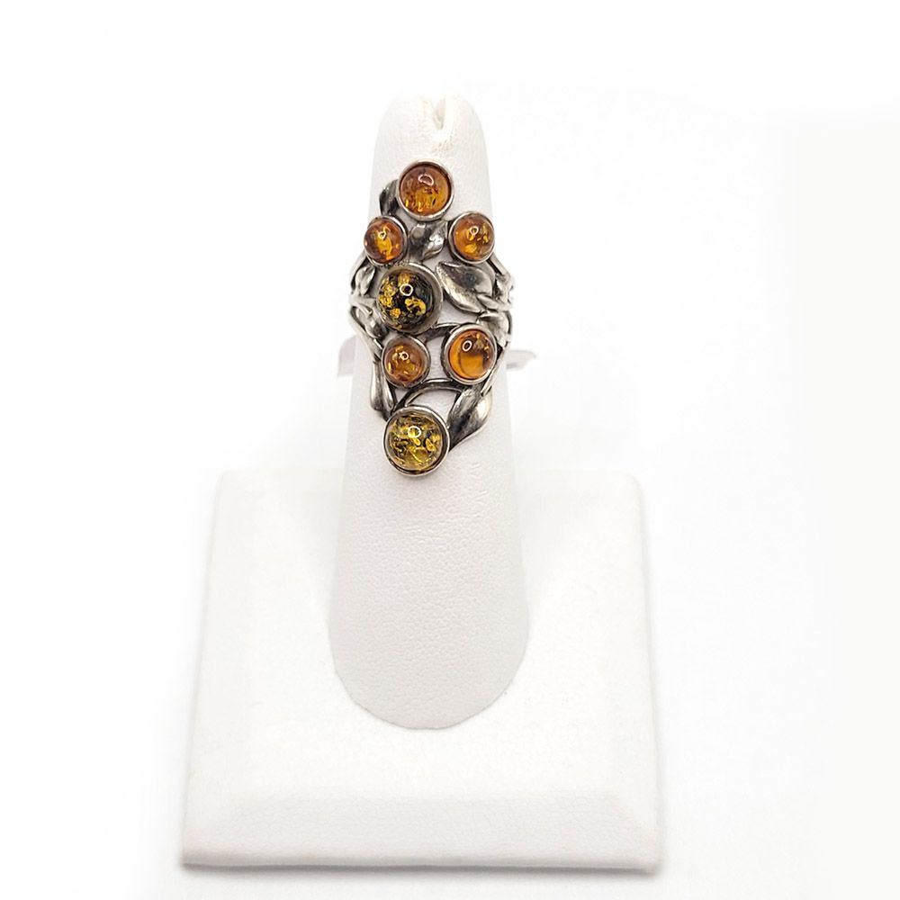 Baltic Amber Botanical Ring - size 5/6