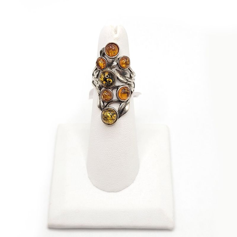 Baltic Amber Botanical Ring - size 5/6