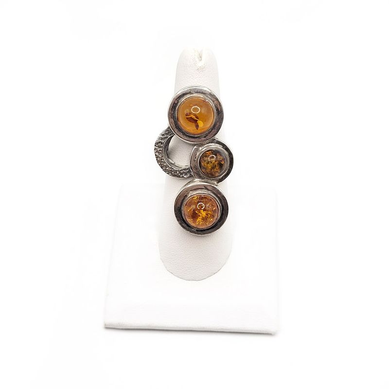 Amber Everlasting Circle Ring - size 7