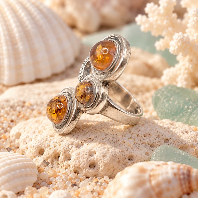 Amber Everlasting Circle Ring - size 7