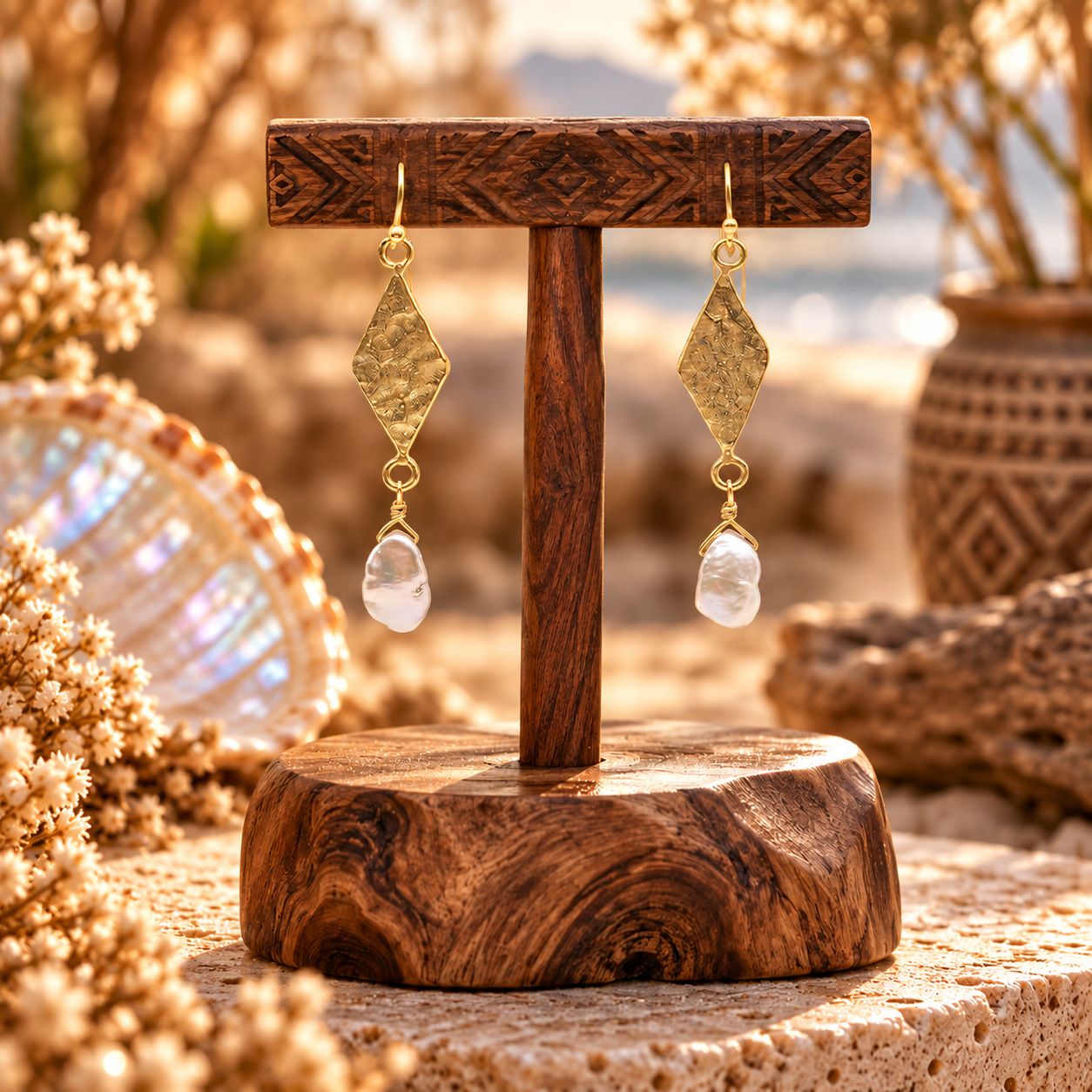 Pearl Earrings - Diamond