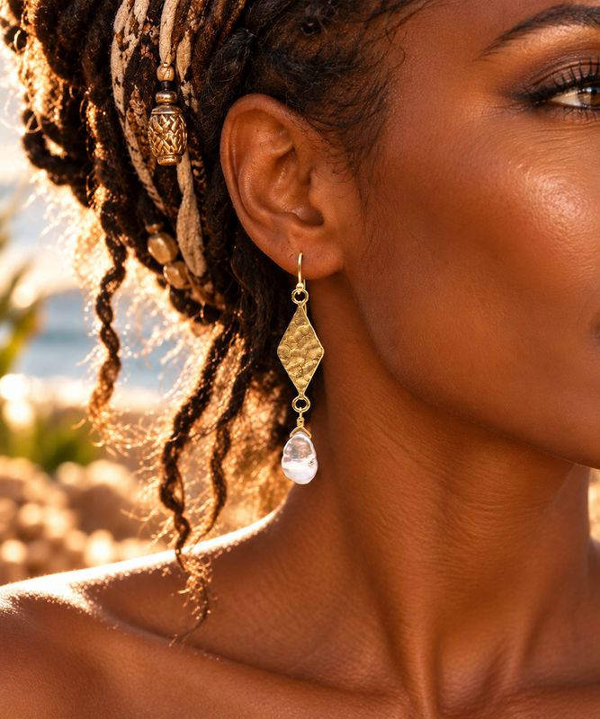 Pearl Earrings - Diamond