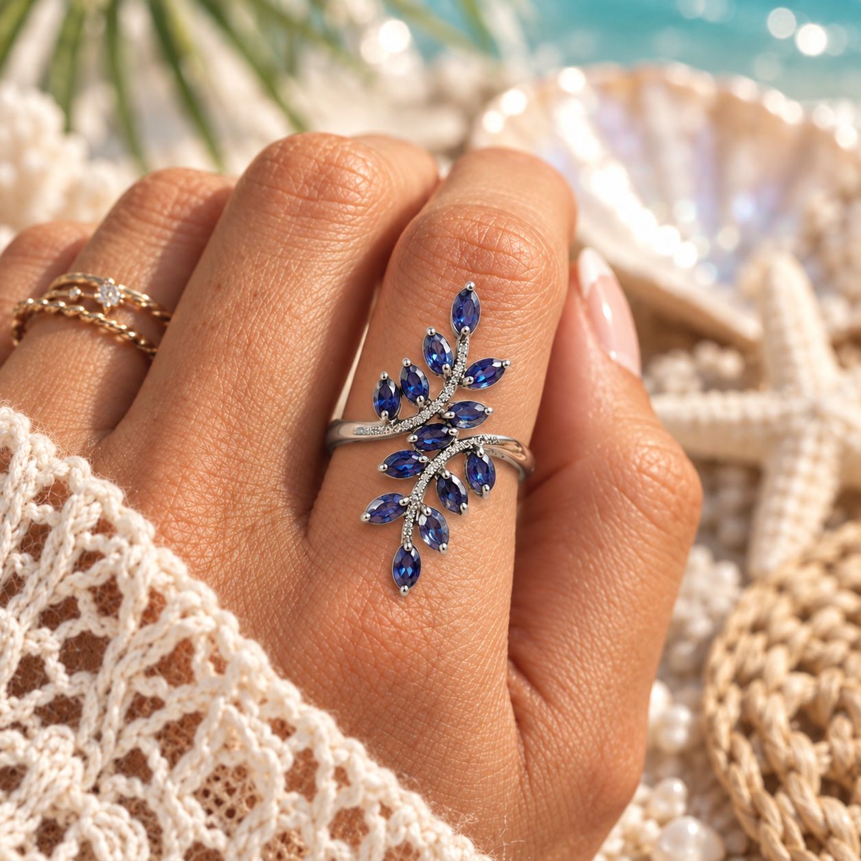 Midnight Fern Ring - size 9