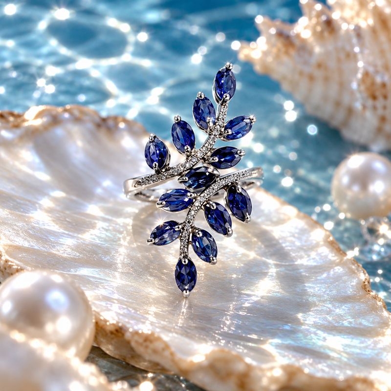 Midnight Fern Ring - size 9