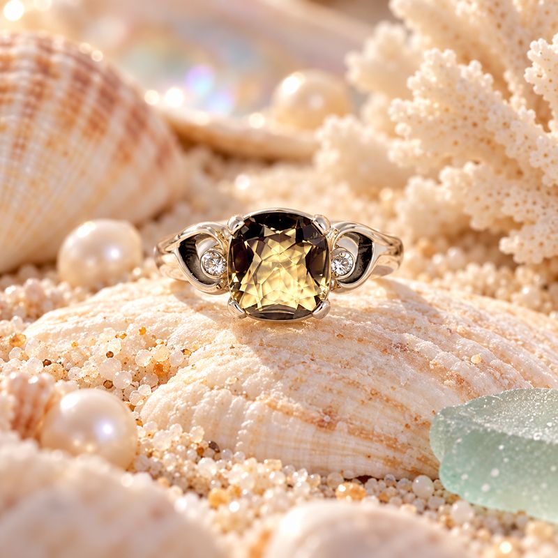 Smoky Topaz Filigree Ring - size 7