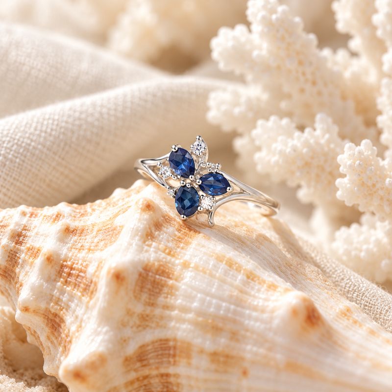 Indigo Bloom Ring - size 7