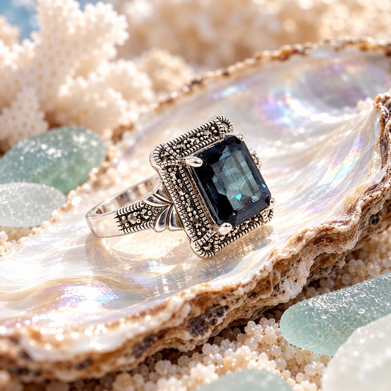 Gatsby Blue Ring - size 8.5
