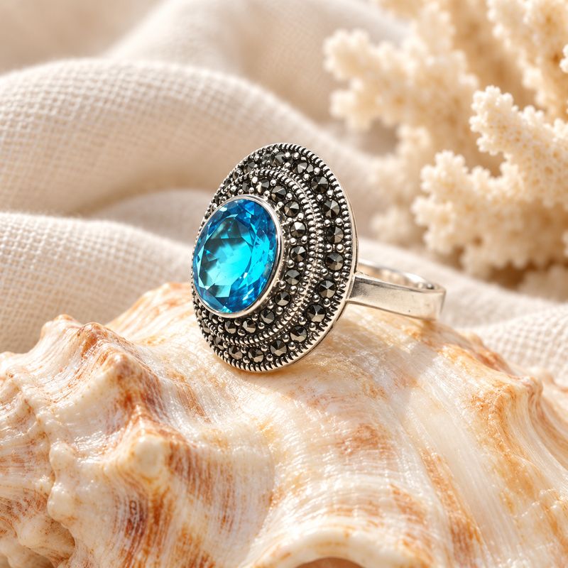 Halo Topaz Ring - size 8