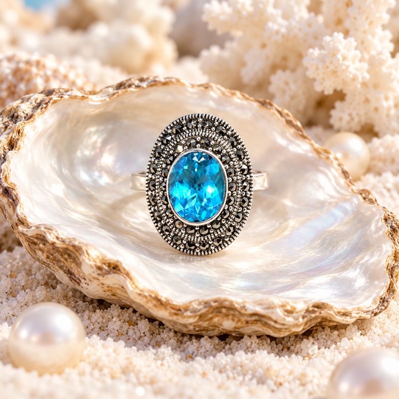 Halo Topaz Ring - size 8