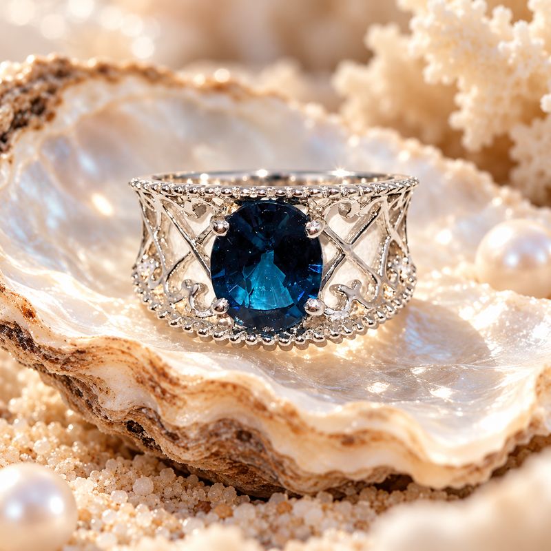 London Lattice Blue Topaz Ring - size 8