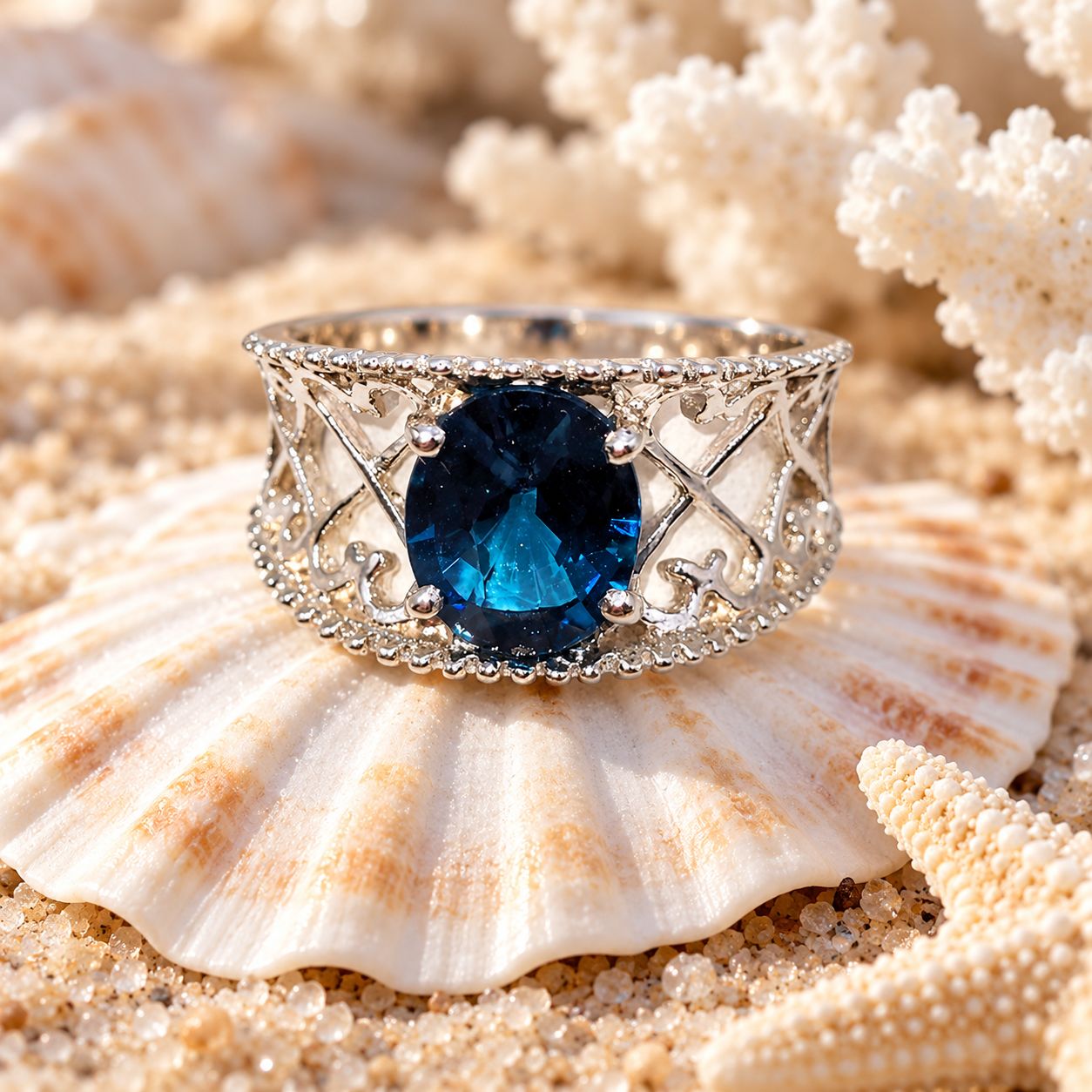 London Lattice Blue Topaz Ring - size 8 London Lattice Blue Topaz Ring - size 8