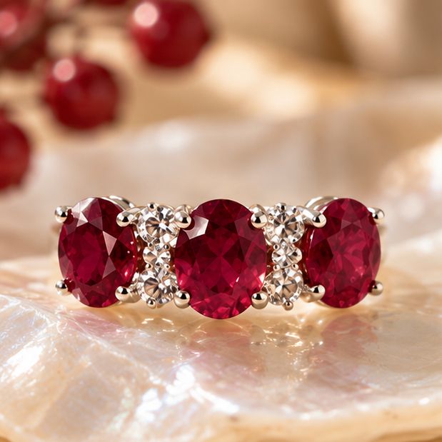 Ruby Trinity Ring - size 8