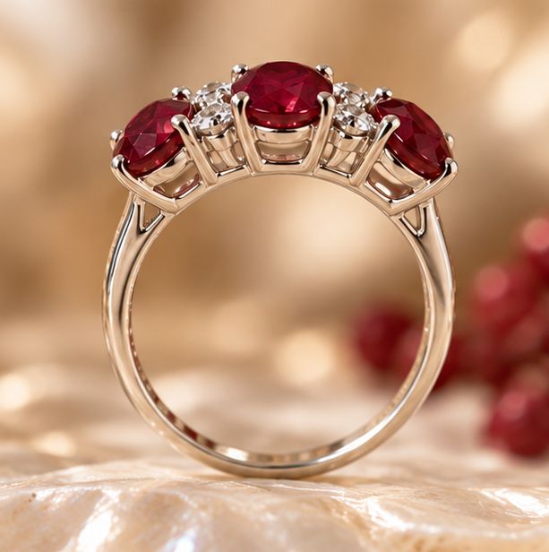 Ruby Trinity Ring - size 8