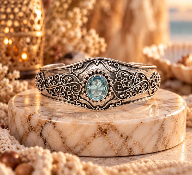 Scrollwork Topaz Cuff