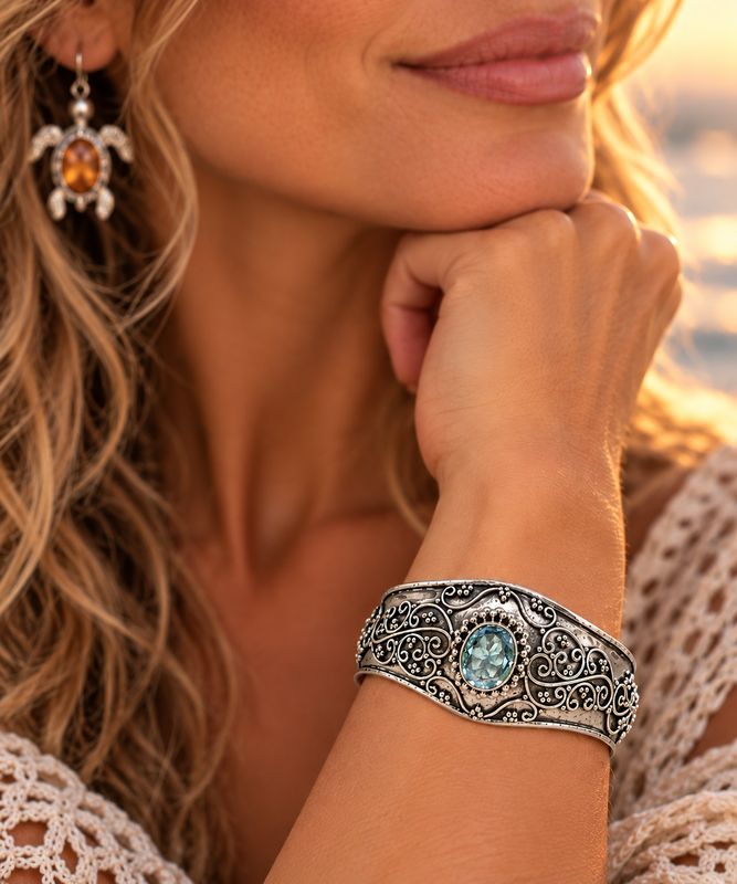 Scrollwork Topaz Cuff