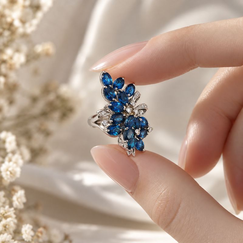 Blue Botanica Ring - size 7.5