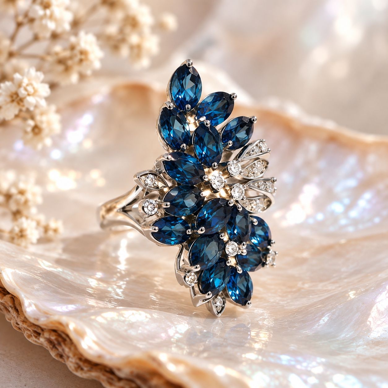 Blue Botanica Ring - size 7.5 Blue Botanica Ring - size 7.5