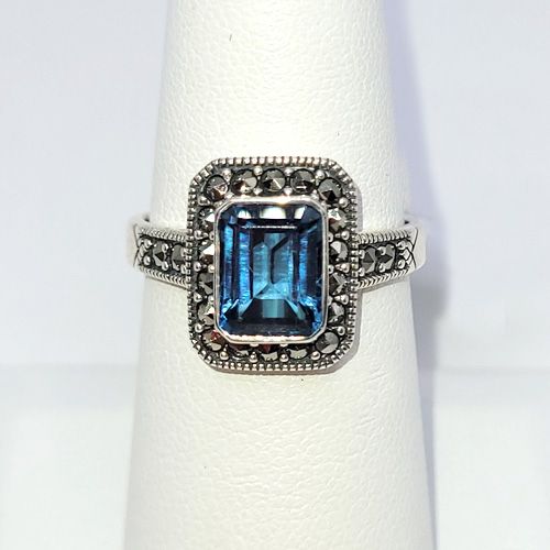 Gilded Age Blue Topaz Ring - size 7.5