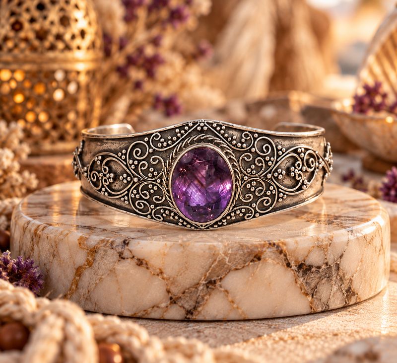 Scrollwork Amethyst Cuff