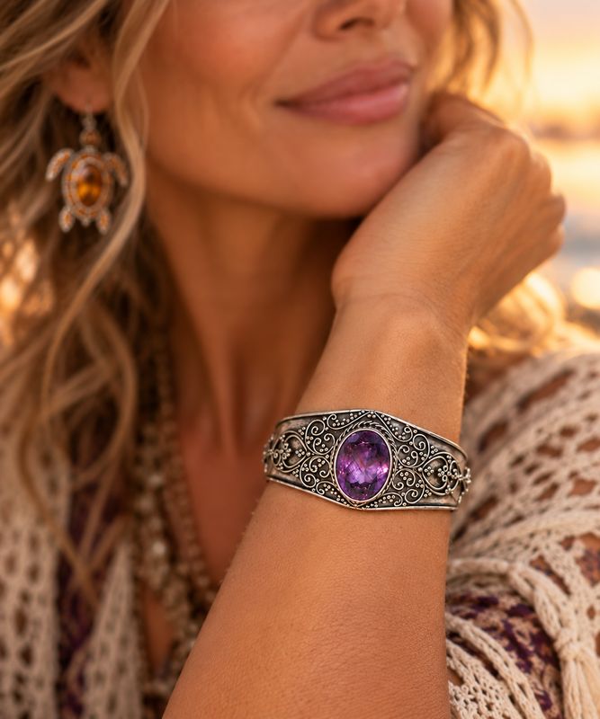 Scrollwork Amethyst Cuff