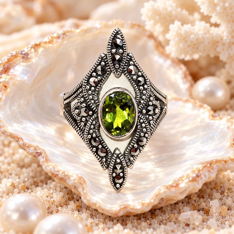 Green Fire Ring - Size 7.5