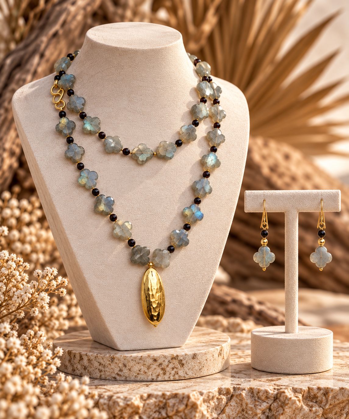 Silver Dawn Moonstone Necklace Set Silver Dawn Moonstone Necklace Set