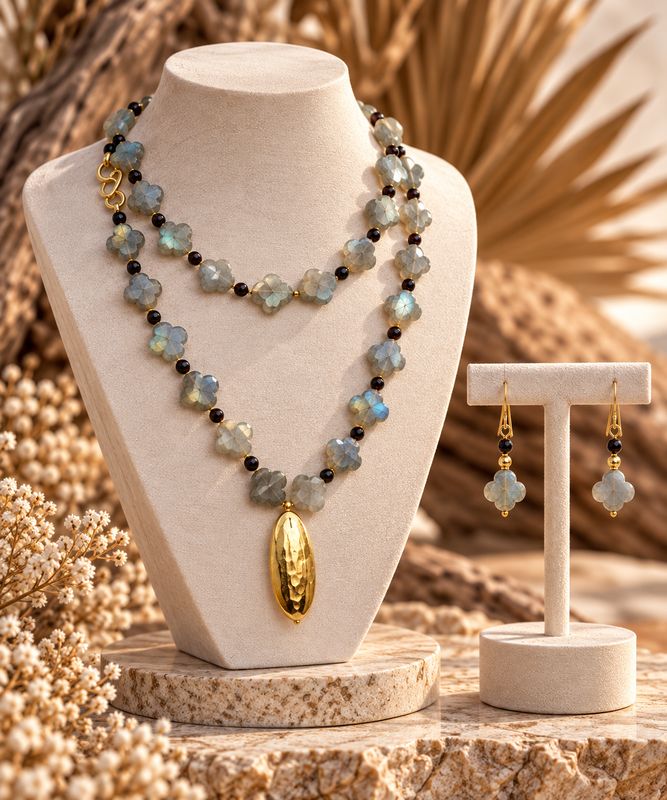 Silver Dawn Moonstone Necklace Set