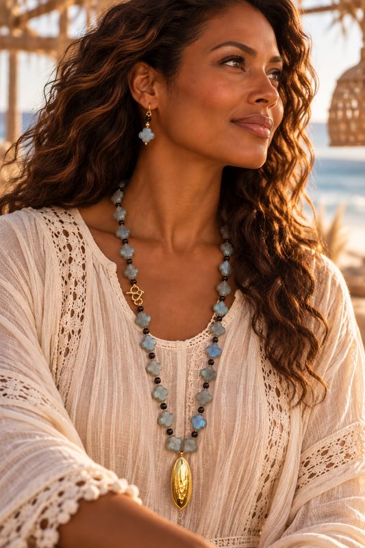Silver Dawn Moonstone Necklace Set